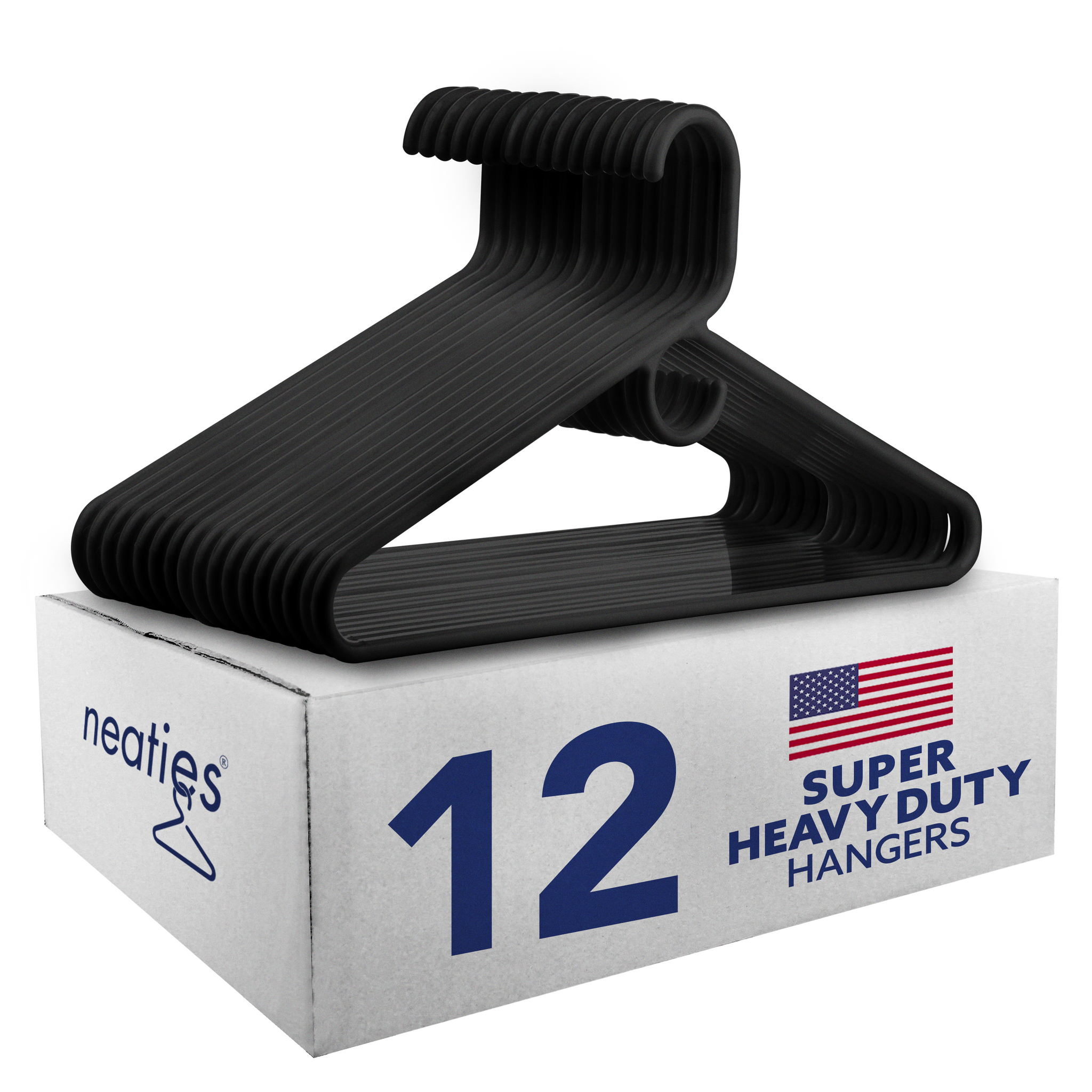 Neaties American Made Black Super Heavy Duty Plastic Hangers, Plastic  Clothes