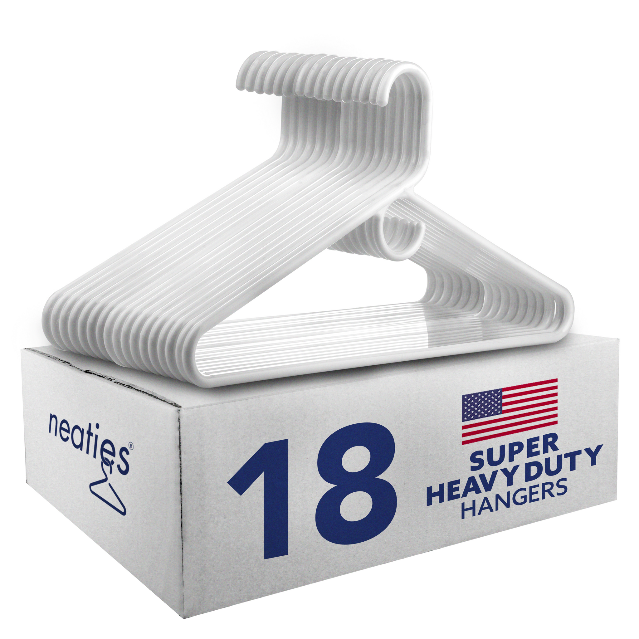 Quality White Hangers 100-Pack - Super Heavy Duty Plastic Clothes