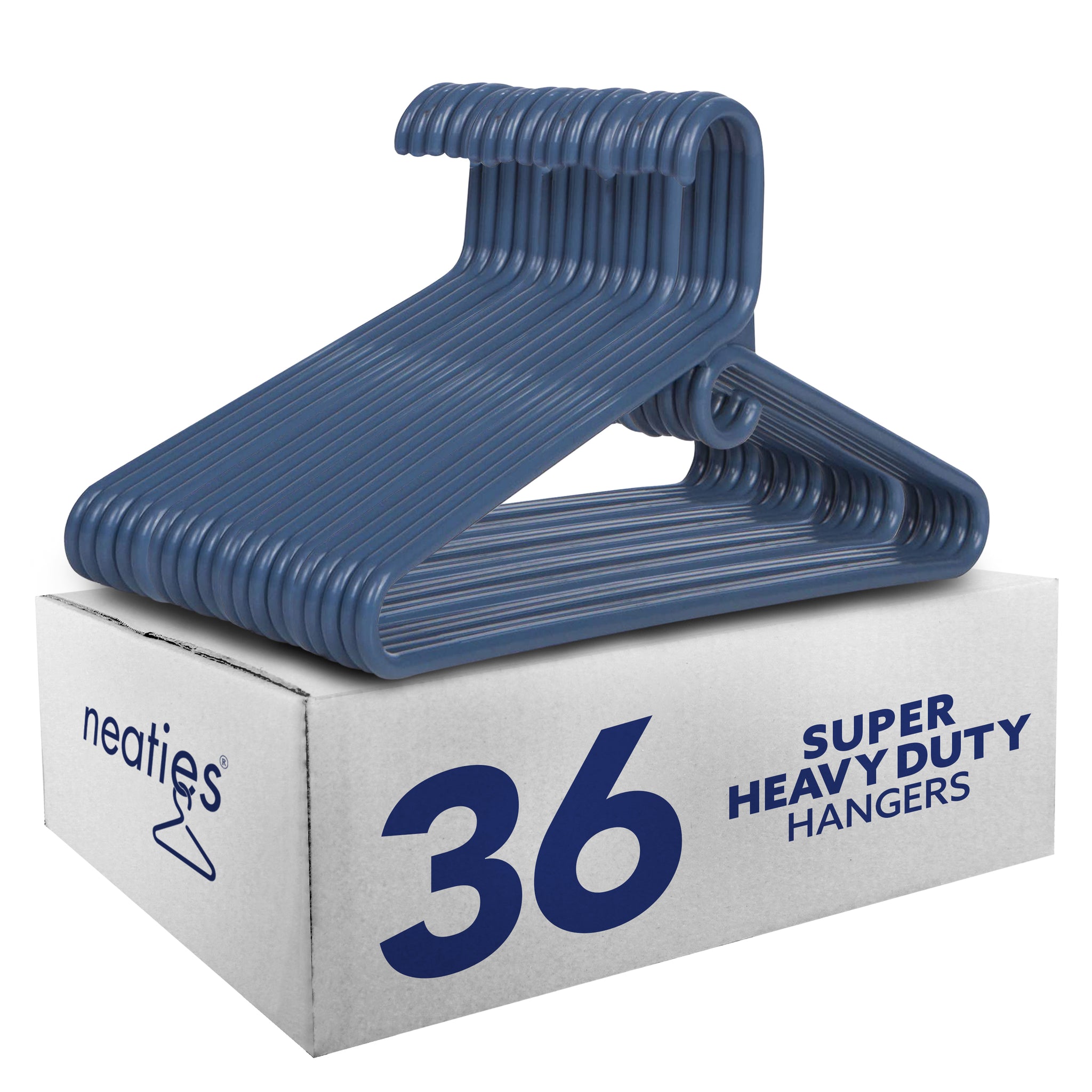 Heavy-Duty Tubular Hangers Navy Blue Pkg/12, 16-1/2 x 3/8 x 8-1/4 H | The Container Store
