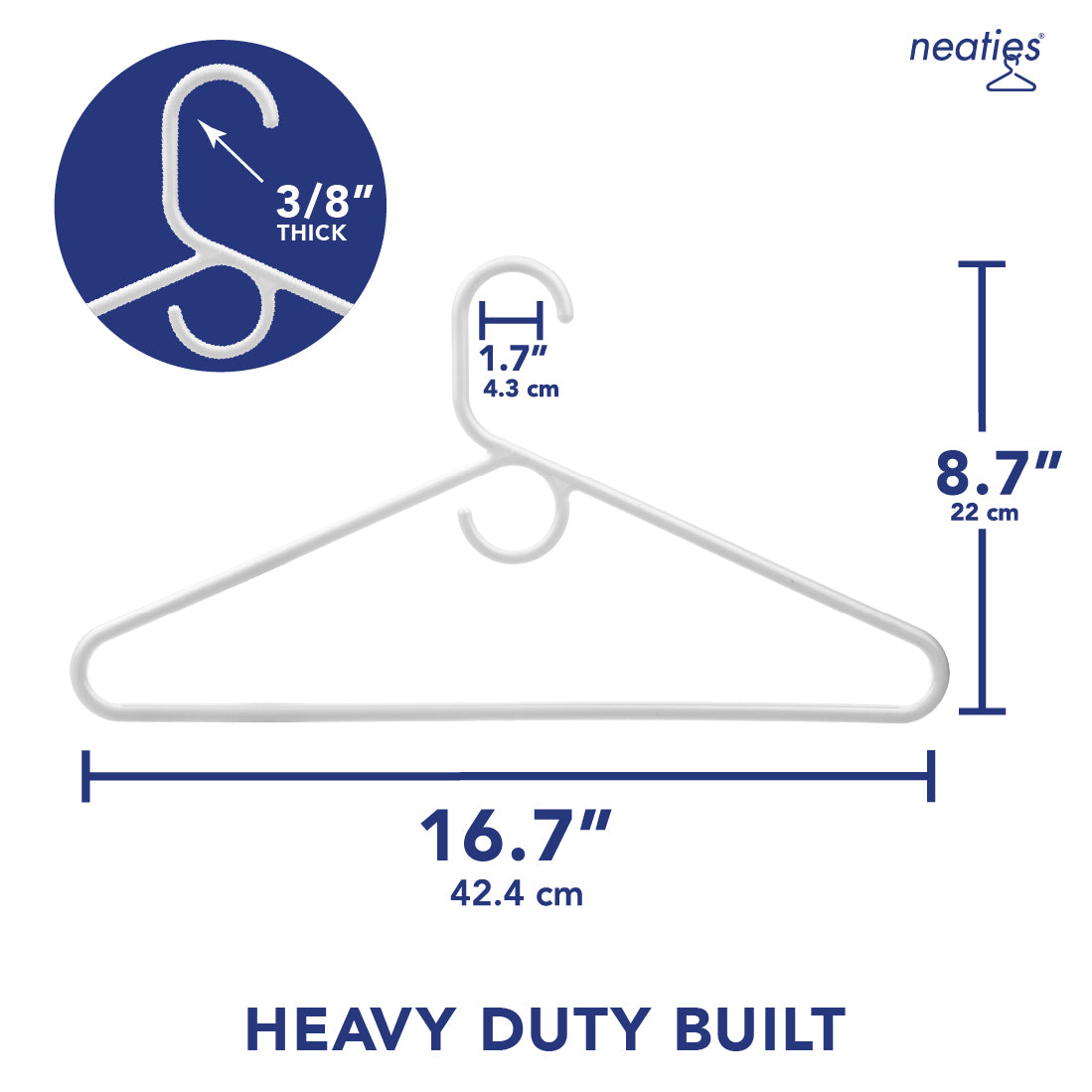 Neaties USA Made Heavy Duty White Vinyl Wire Clothes Hangers, 60pk