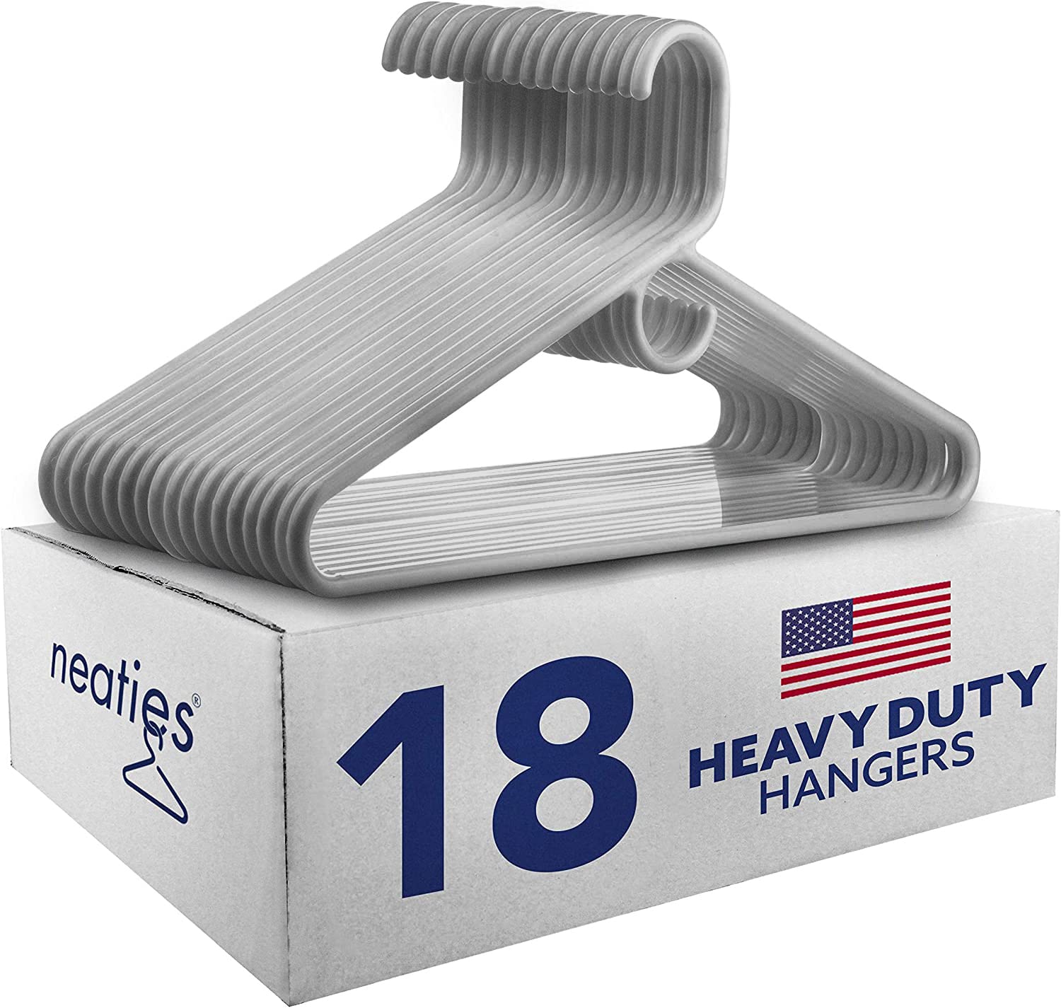 Neaties USA Made Heavy Duty Extra Large White Plastic Hangers Set of 18