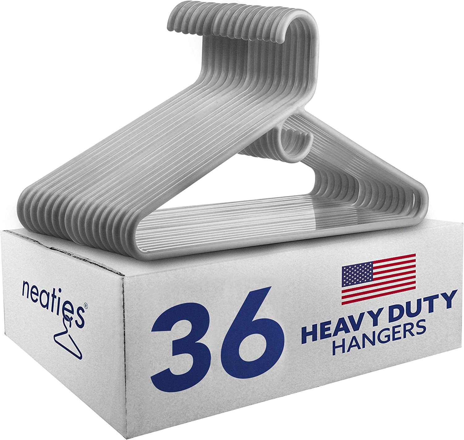  36pk Made in USA Heavy Duty Plastic Clothes Hangers