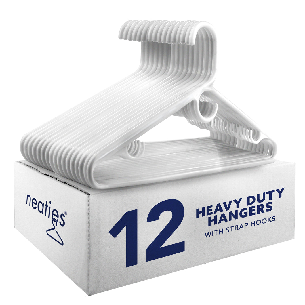 Neaties Heavy Duty Plastic Hangers with Large Accessory Hook and Strap Hooks