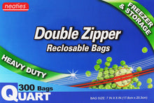 Load image into Gallery viewer, Neaties Heavy Duty Quart Double Zipper Bags, 7&quot;x8&quot;, 300pcs
